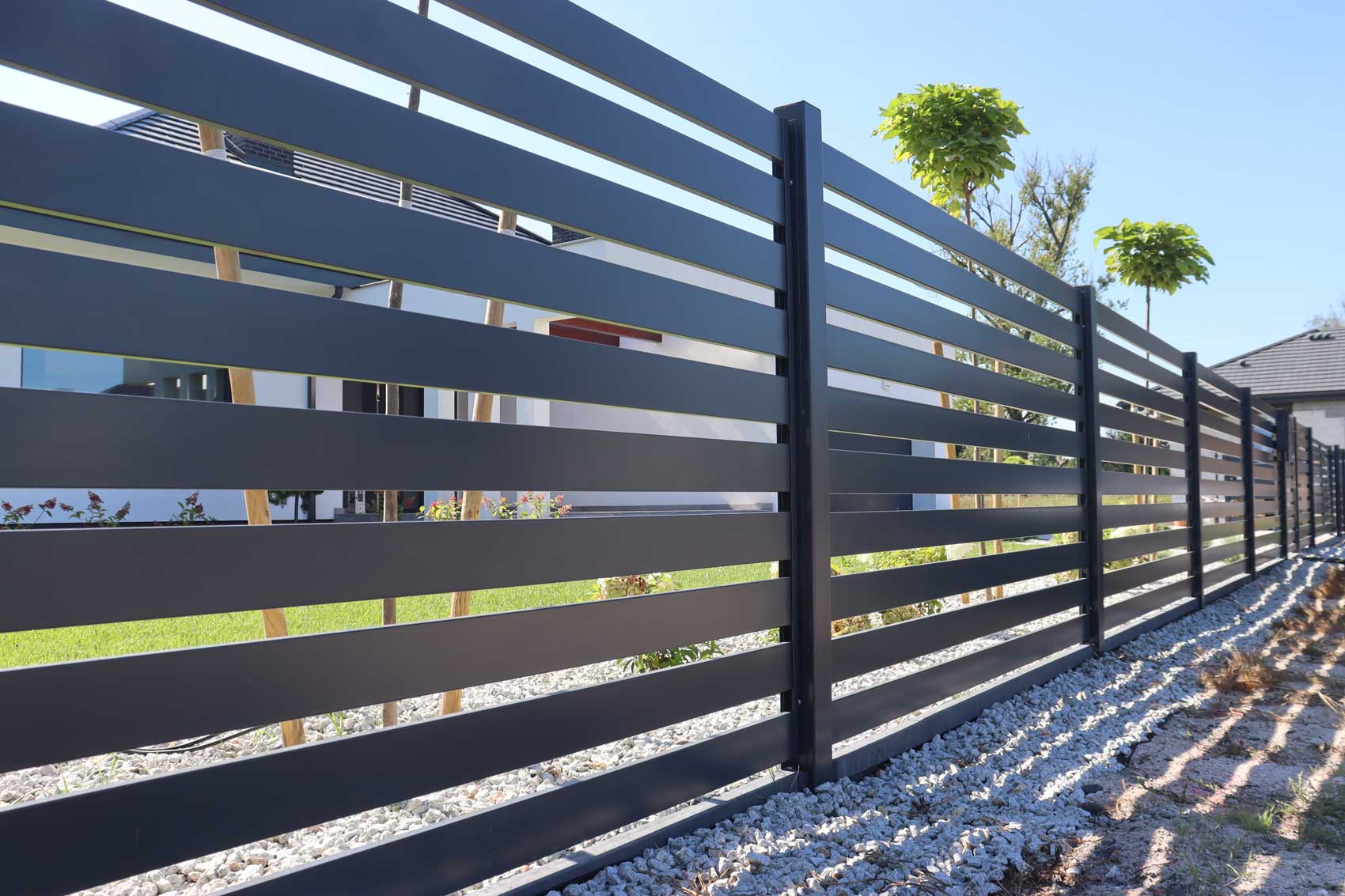 A split metal fence